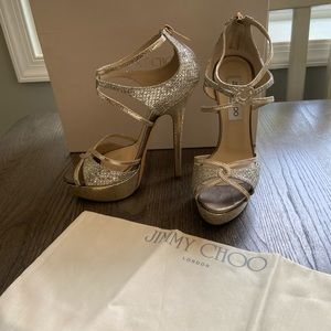 Jimmy Choo, Open Toe Sandal, size 37, Champagne